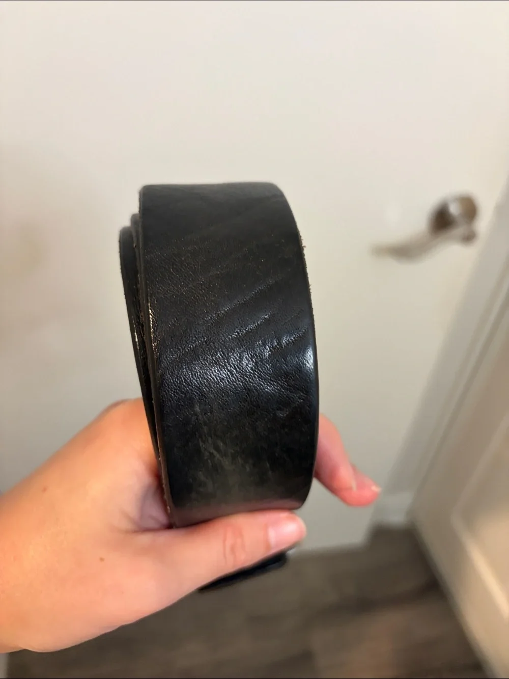 Men’s Black Leather Belt with Silver Buckle